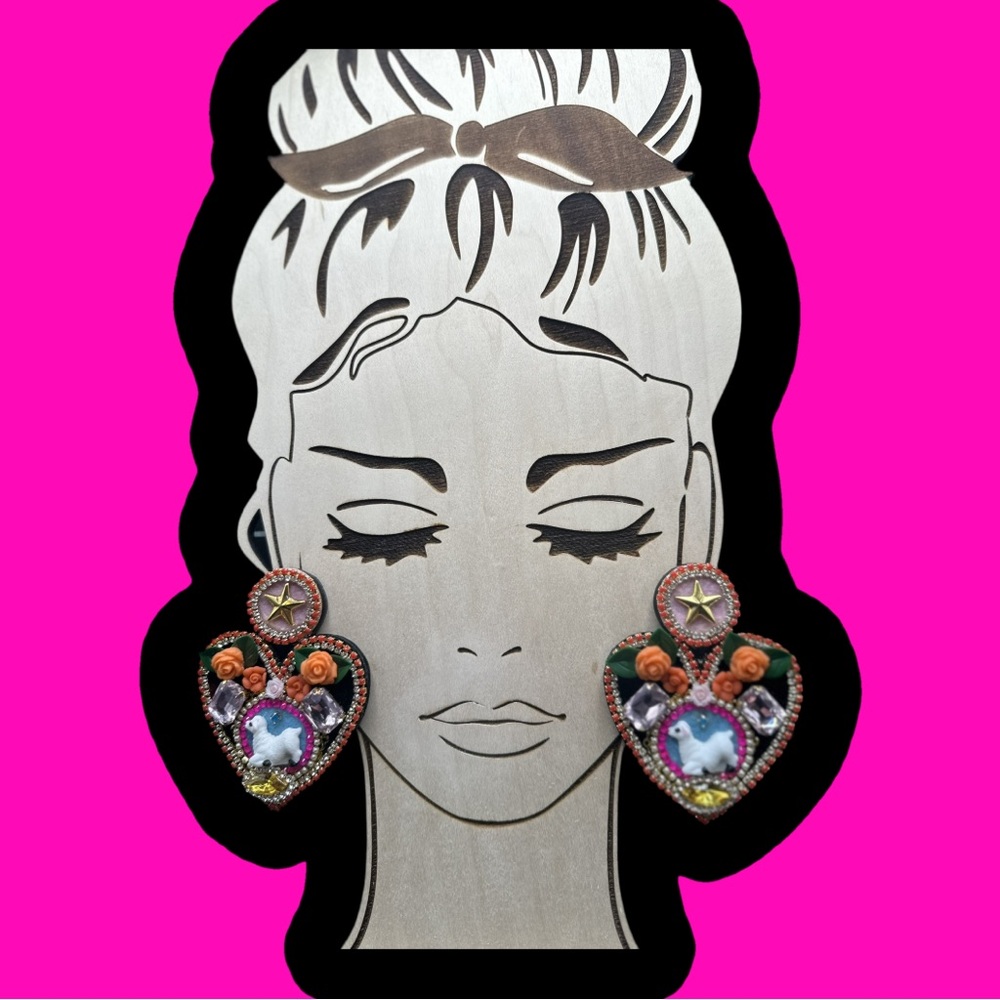 Couture Earrings - Silence of the Lamby - Colorful Heart-Shaped Earrings